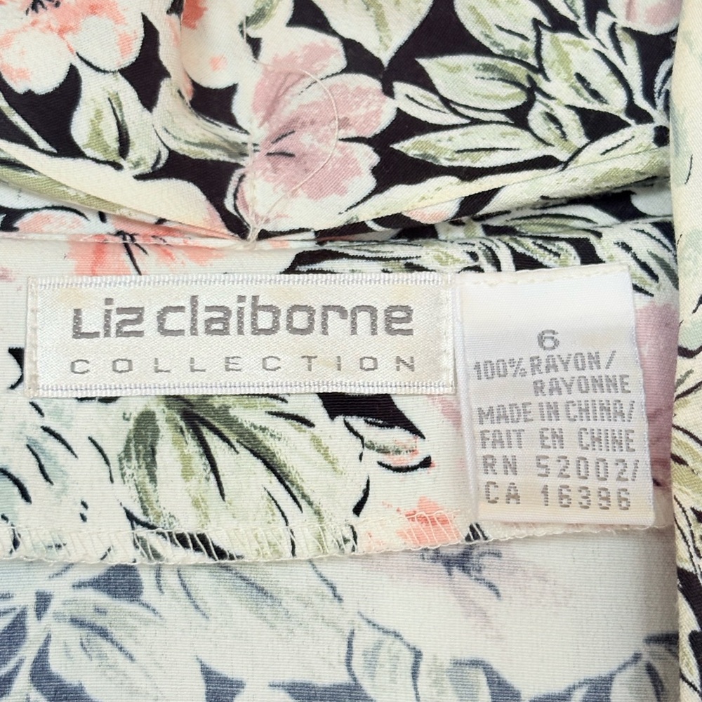 Liz Claiborne White and Pink Long Sleeve Button Down Blouse - Picture 3 of 7
